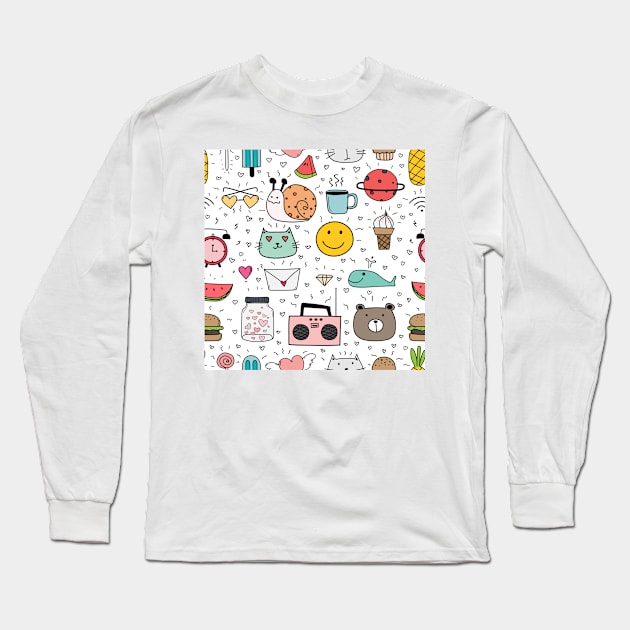 Funny Doodle Art Long Sleeve T-Shirt by labatchino